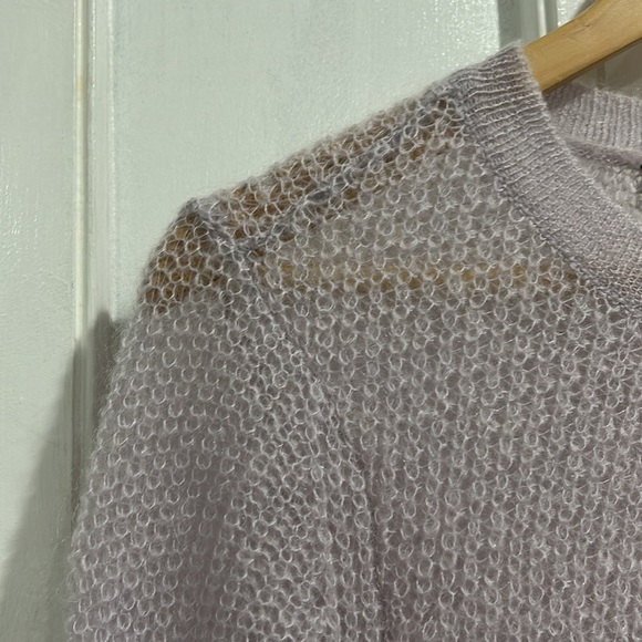 DOROTHEE SCHUMACHER Mohair Wool Blend Loose Knit Crew Neck Sweater in Lavender - Picture 4 of 9
